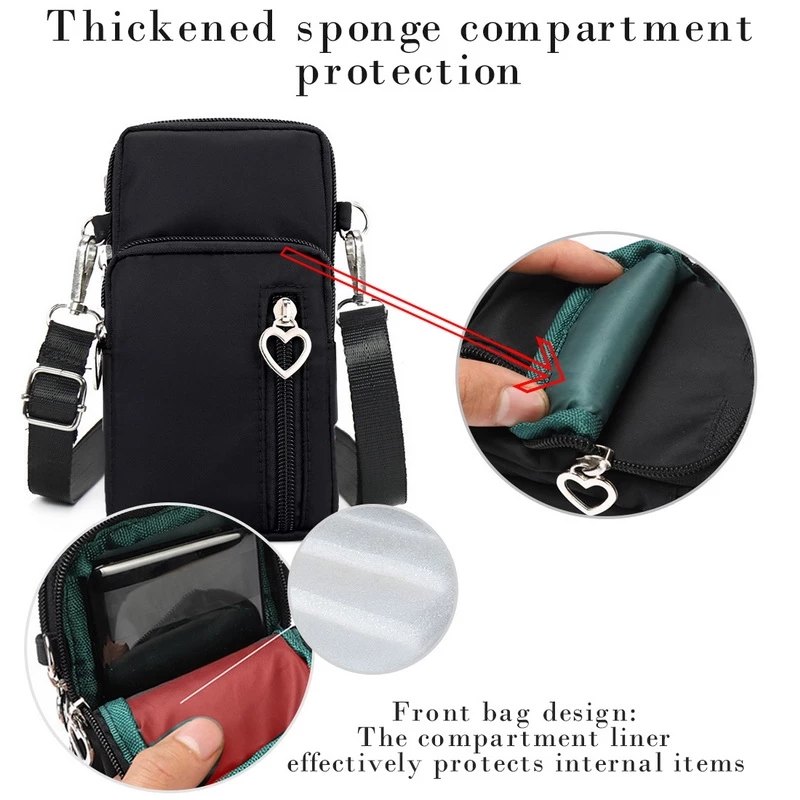2022 Newest Women Sports Mini Square Bags Messenger Cellphone Pouch Key Wallet Arm Phone Bag Outdoor Running Pack Multi Pockets