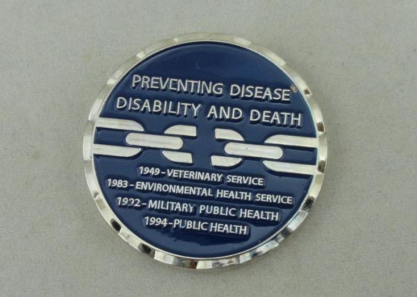 1 3/4 Inch Personalized Coin For Preventing Disease Disability And Death, Silver