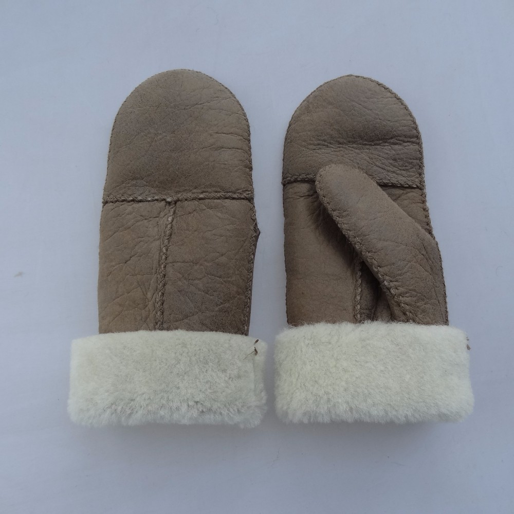 Shearling skin mittens double face lamb fur leather women's mittens