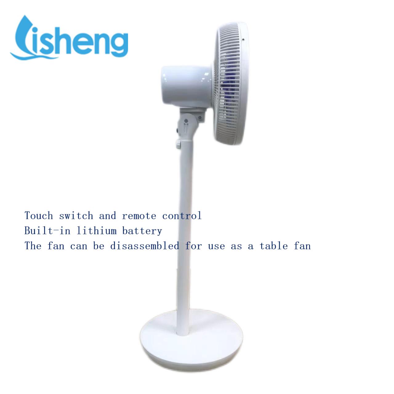 Table Rechargeable Solar Floor Fan 12V DC Plastic Mechanical White Air Cooler