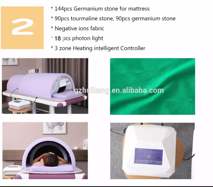 Premium Zero Portable Infrared Sauna Dome 3 Zone Thermal Jade Germanium Stone