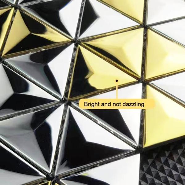 Quality 3D Cone Triangular Stainless Steel Mosaic Tile For Wall Decoration JIS Silver Gold for sale