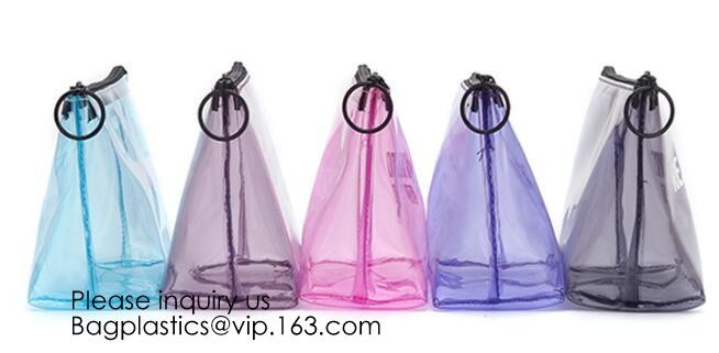 Clear Zipper Pouch with Strap Makeup Bag PVC Cosmetic Pouch,Printing Clear Zip lockk Cosmetic PVC Pouch, bagease, bagplast