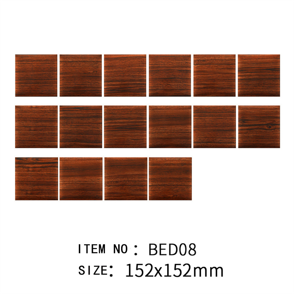 Dark Brown 152x152mm Interior Room Square Ceramic Wall Bread Tiles For Bathroom And Office