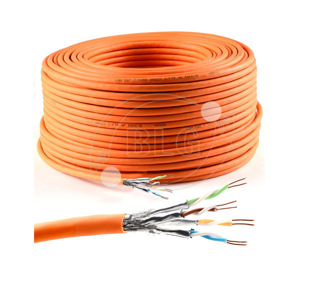 23AWG CU Yellow Cat 7 Lan Cable With 4 Pairs Braiding Individually Shield