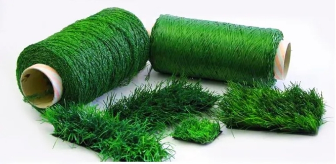 Green Artificial Grass Yarn Thread Fiber Colorful PE PP Synthetic Turf Material