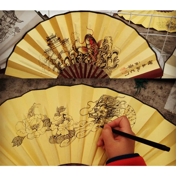 Bamboo Craft Foldable Hand Fans Customized Fabric Folding Hand Fans For Party