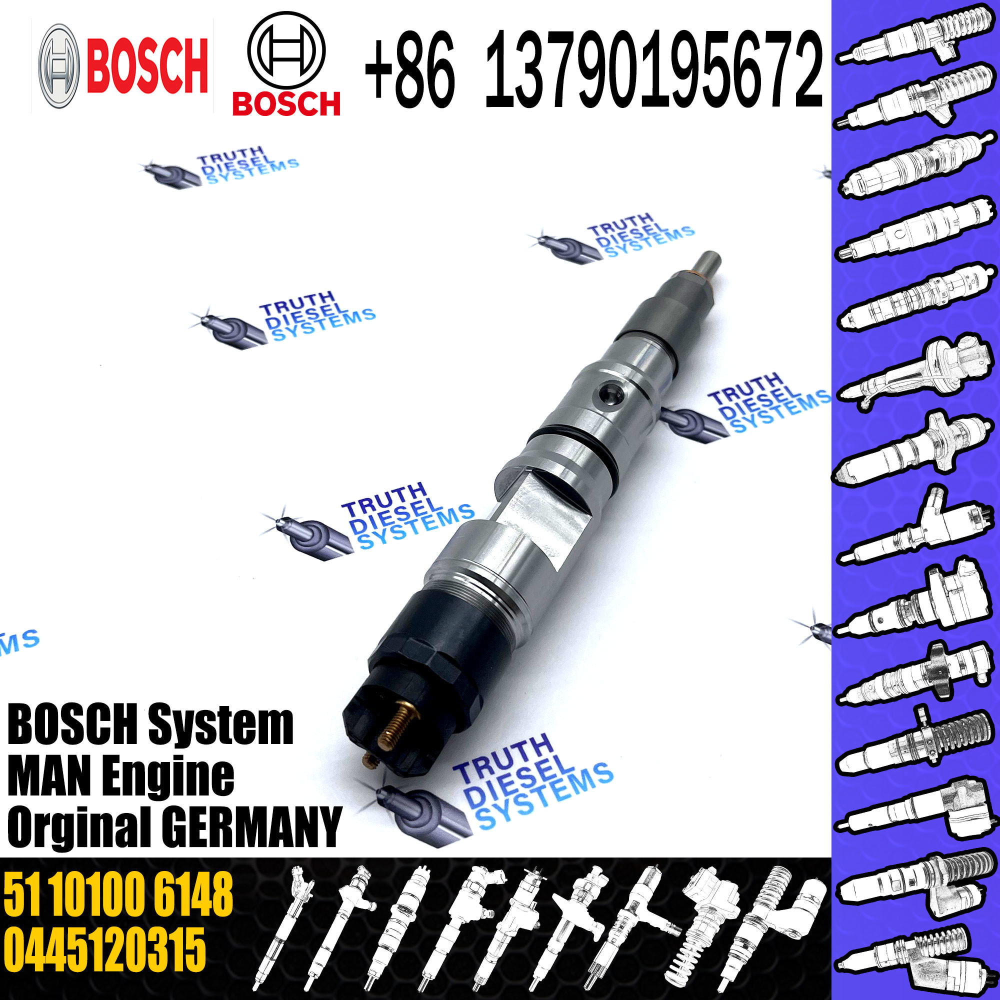 Common Rail Diesel Fuel Injector 0445120315 0 445 120 315 51101006148 with Nozzle DLLA153P2283