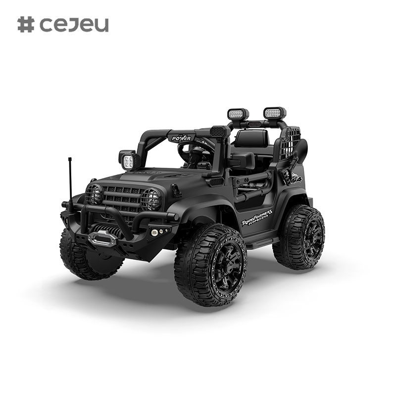CJ-5399 12V 2 Seater Kids Ride on UTV Car, 4.5AH Electric Vehicle Truck Car with 2x550W Motor，Black/Dark green/Orange