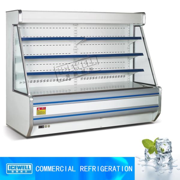 Quality 2.5m open chiller customized color commercial supermarket display refrigerator for sale