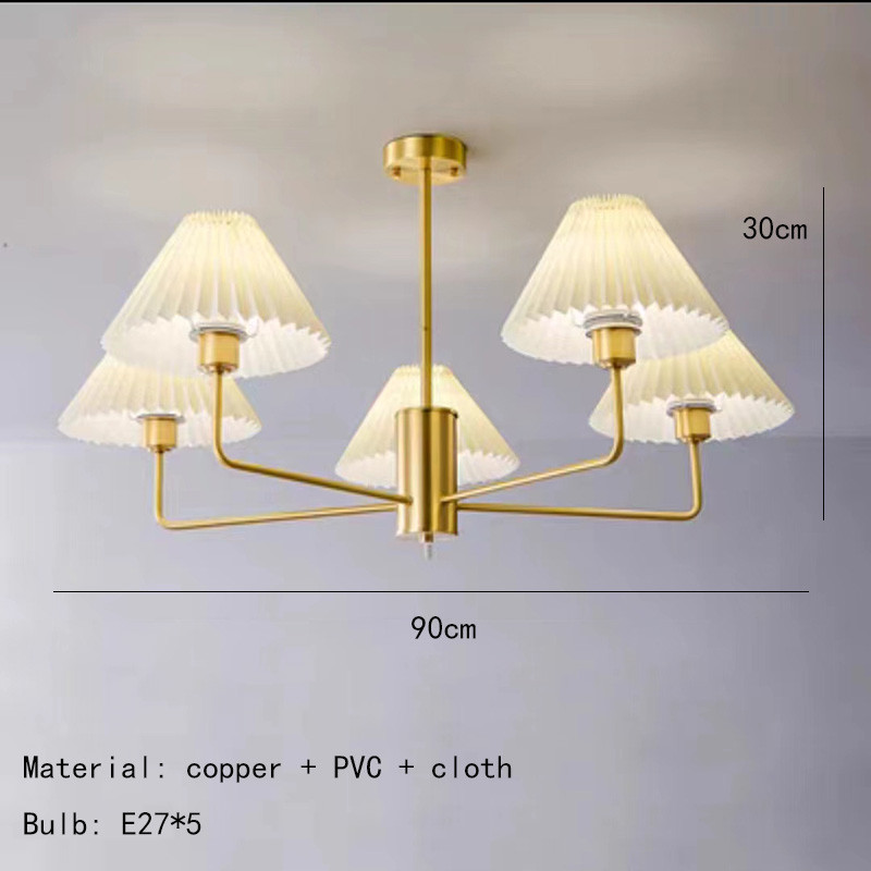 Modern Copper Chandeliers White Cloth Lampshade Gold Chandelier(WH-AP-581)
