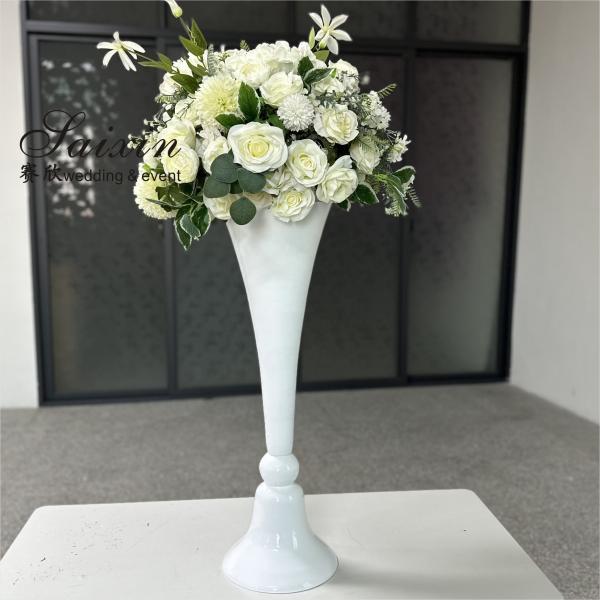 Wedding White Flower Vase Decoration Glass Crystal Table Centerpiece Tall Stand