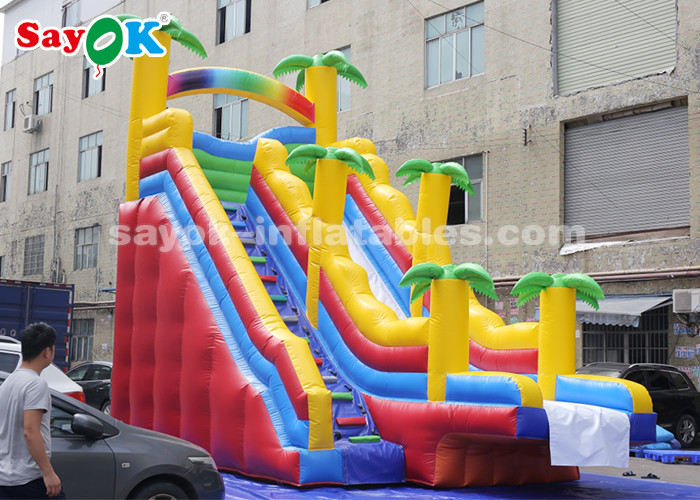 Commercial Inflatable Slide 8*4*7m PVC Coconut Tree Inflatable Bouncer Slide With Two Air Blower For Kids
