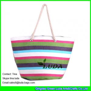  LUDA colorful straw totes paper cloth fabric straw extra large beach bags Manufactures