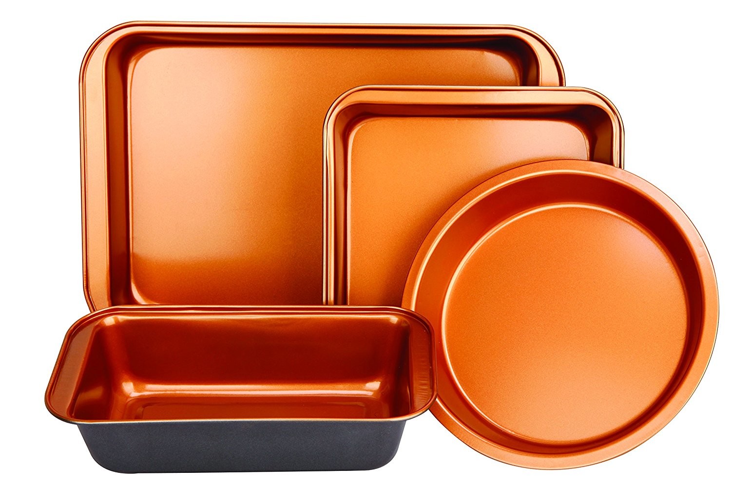 Copper Bakeware Set Oblong Rectangular Pan Brownie Pan Round Cake Pan and Meat Loaf Pan