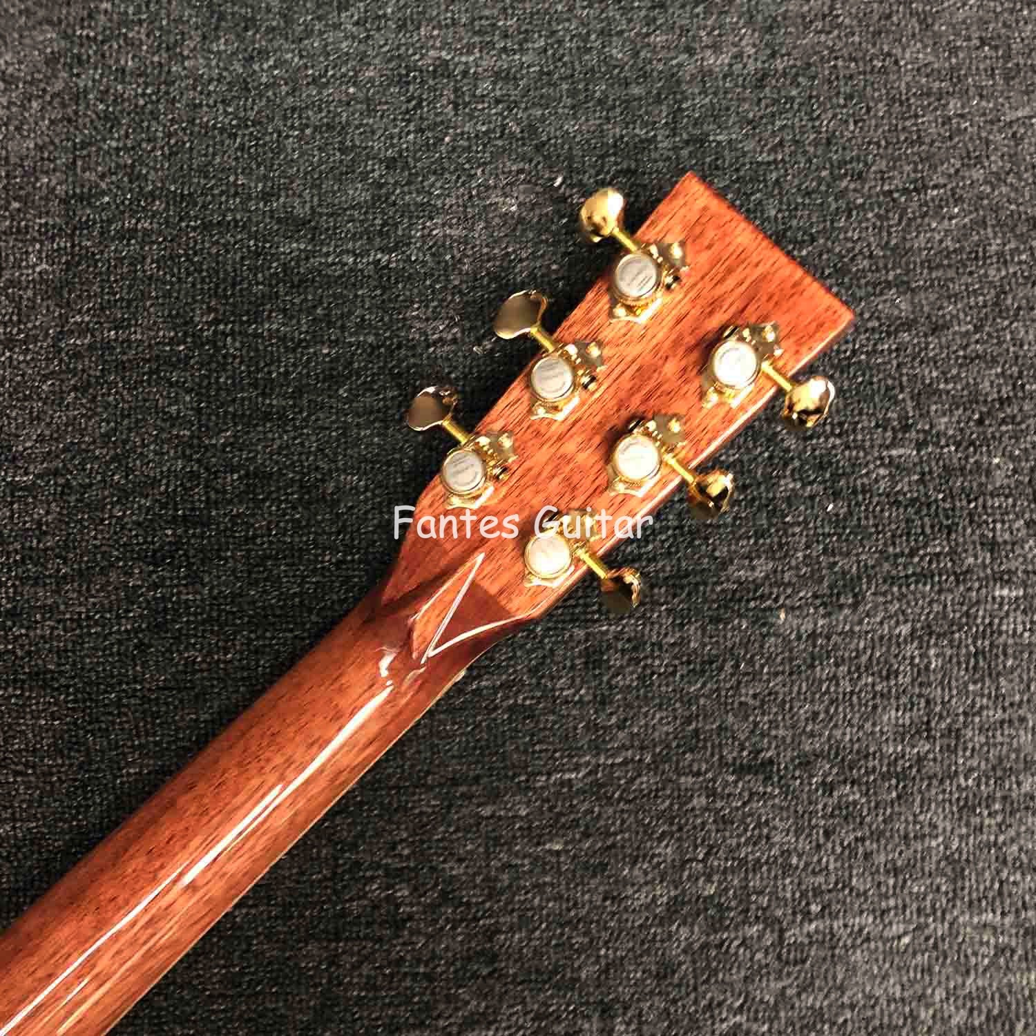 Custom Martin Style OM Style 42 Solid Spruce Cedar Top Acoustic Guitar Real Abalone Inlay with Vintage Tuner