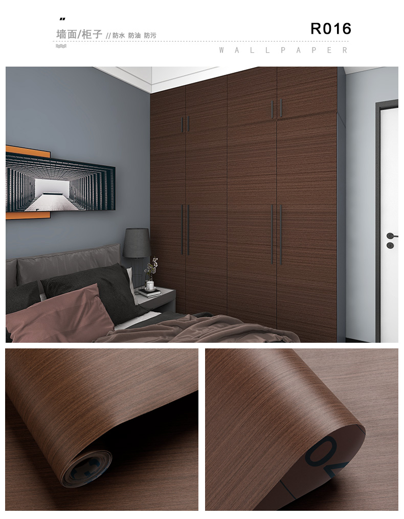 100M Roll Grey Wood Grain Wallpaper PVC Peel And Stick Wood Grain Wallpaper