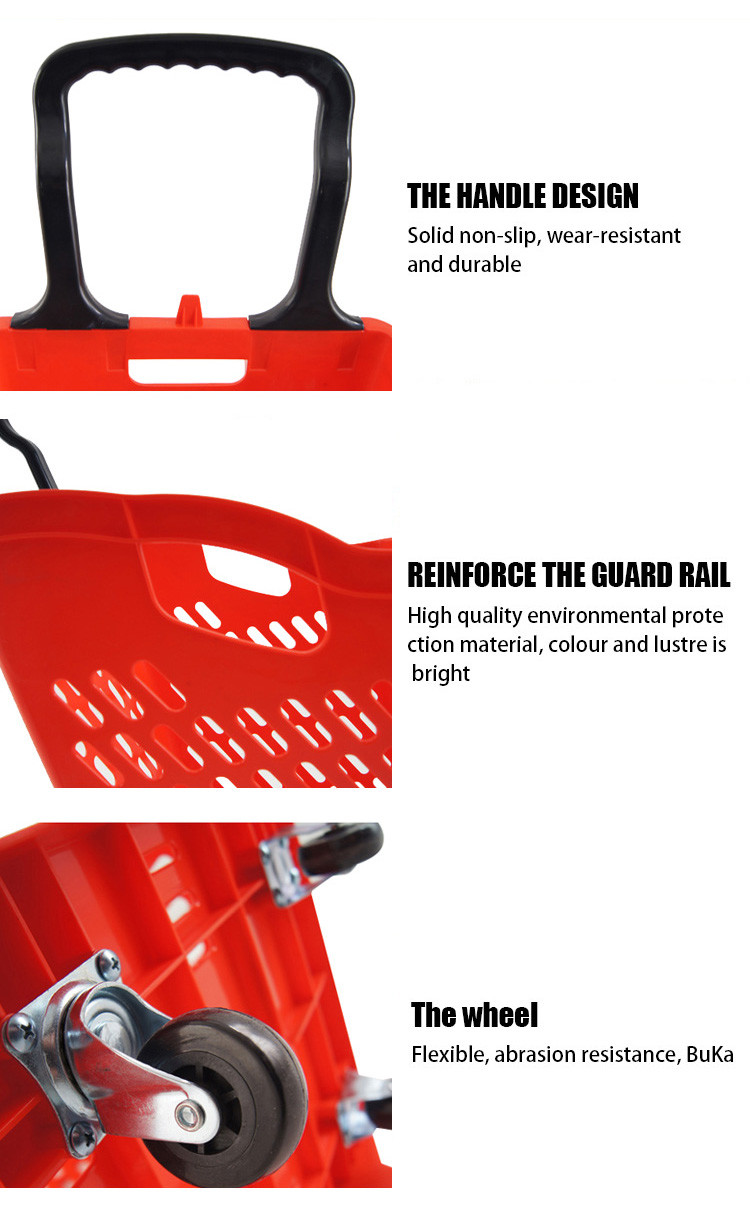 Supermarkets Plastic Trolley Basket Customized Shopping Basket For Easy Carrying