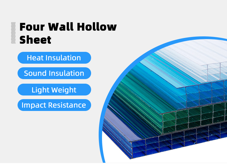 5mm 10mm Multiwall Panels Sun Shade Polycarbonate Hollow Sheet for Car Shelter 5mm Twin Wall Hollow Polycarbonate Sheet