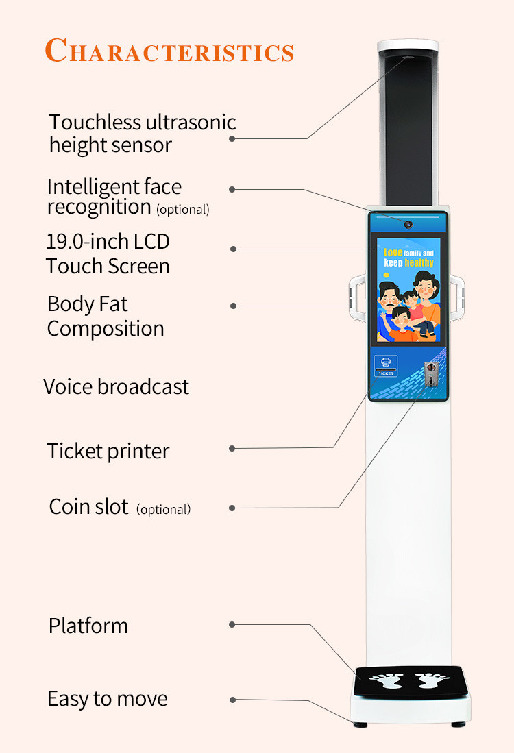 Body Composition Height And Weight Measuring Machine Fat Bmi Body Scale