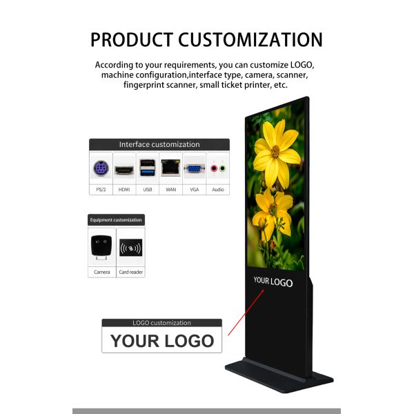 65 Inch Interactive IPS Kiosk Touch Screen Floor Standing Advertising Screen with SDK for Elevator Wayfinding