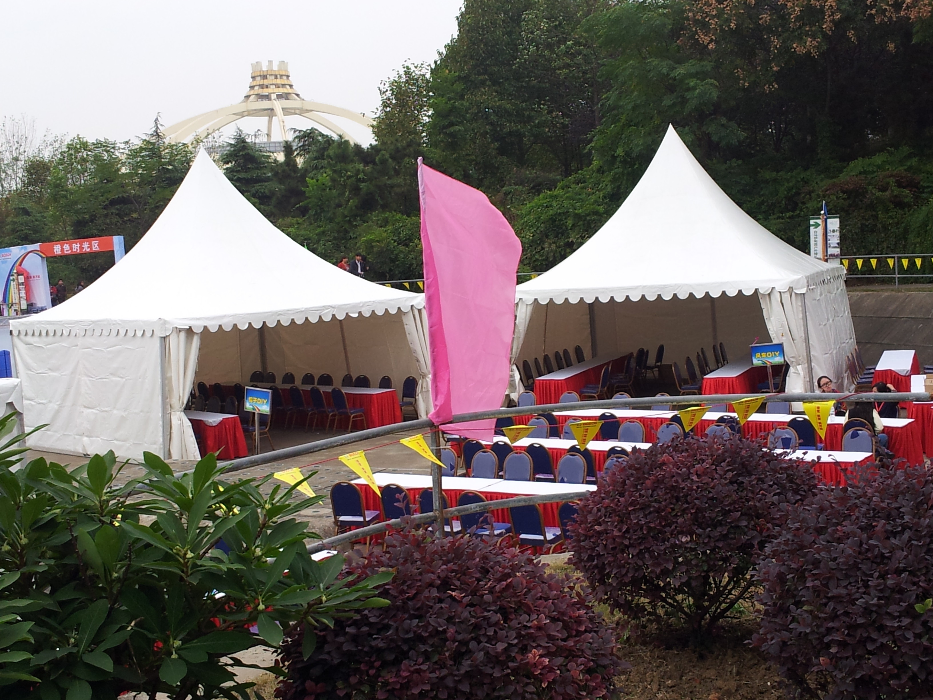 Popular No Window High Peak Tents For Small Party , White Fabric Cover