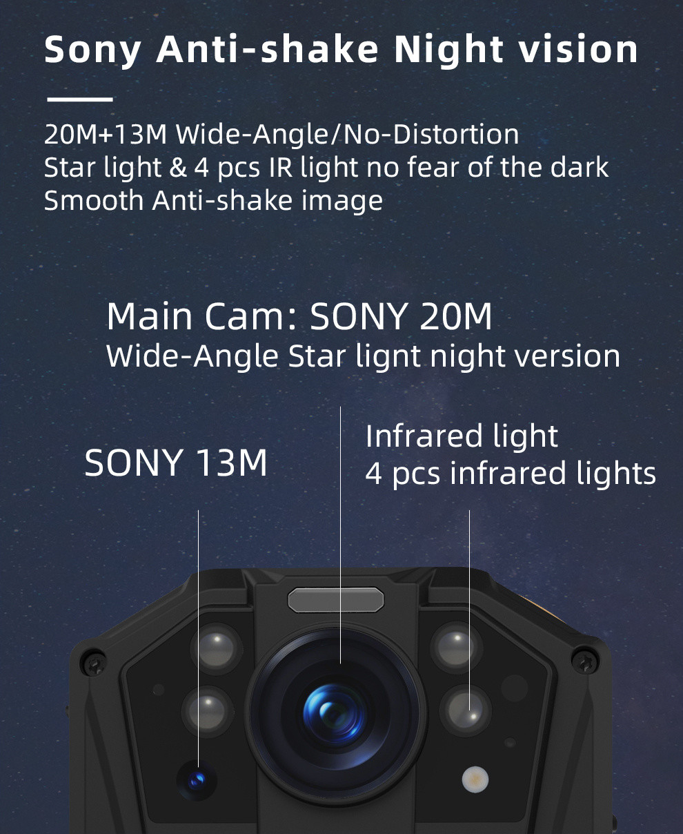 4G Police Body Camera With Audio Low Light Camera 3.1 Inch Touch Screen