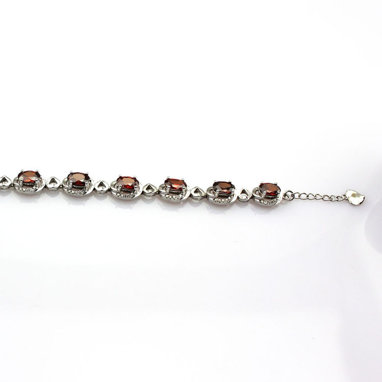 Sterling Silver 5x7mm Oval Amethyst Cubic Zircon Tennis Bracelet(B06PURPLE)