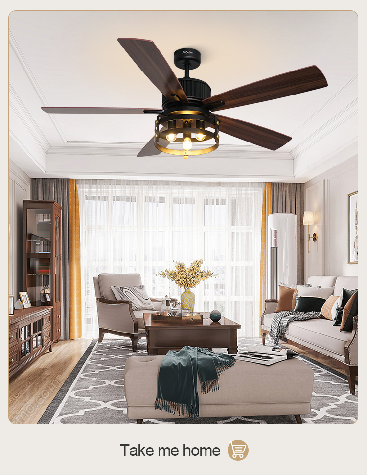 1stshine Indoor MDF Blades 220V Home Soft Lighting Ceiling Fans with Bulbs