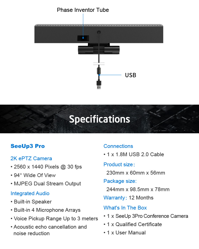 Video Conference System With audio 3A algorithm, conference sound source acquisition and accurate noise suppression