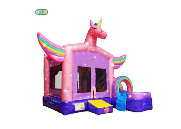 Rainbow Unicorn Moon Inflatable Jumping Castle Customized Design Full - Digital