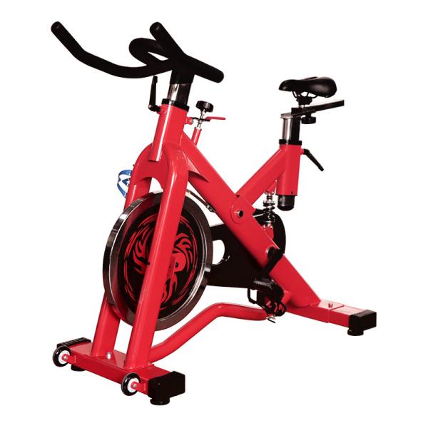 Dip Handle Fitness Commercial Spin Bikes 20kg Fly Wheel Red Color 3.5mm Thick