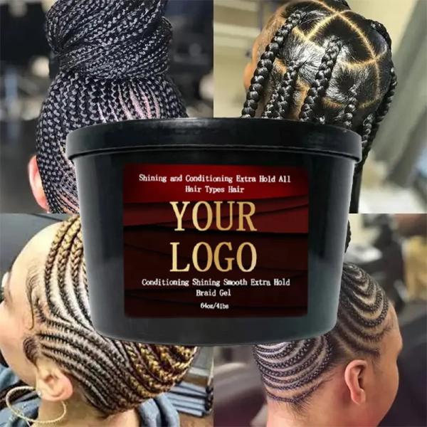 64oz Braid Gel For Braid Twist No Flaking Olive Oil Custom Wholesale Braiding