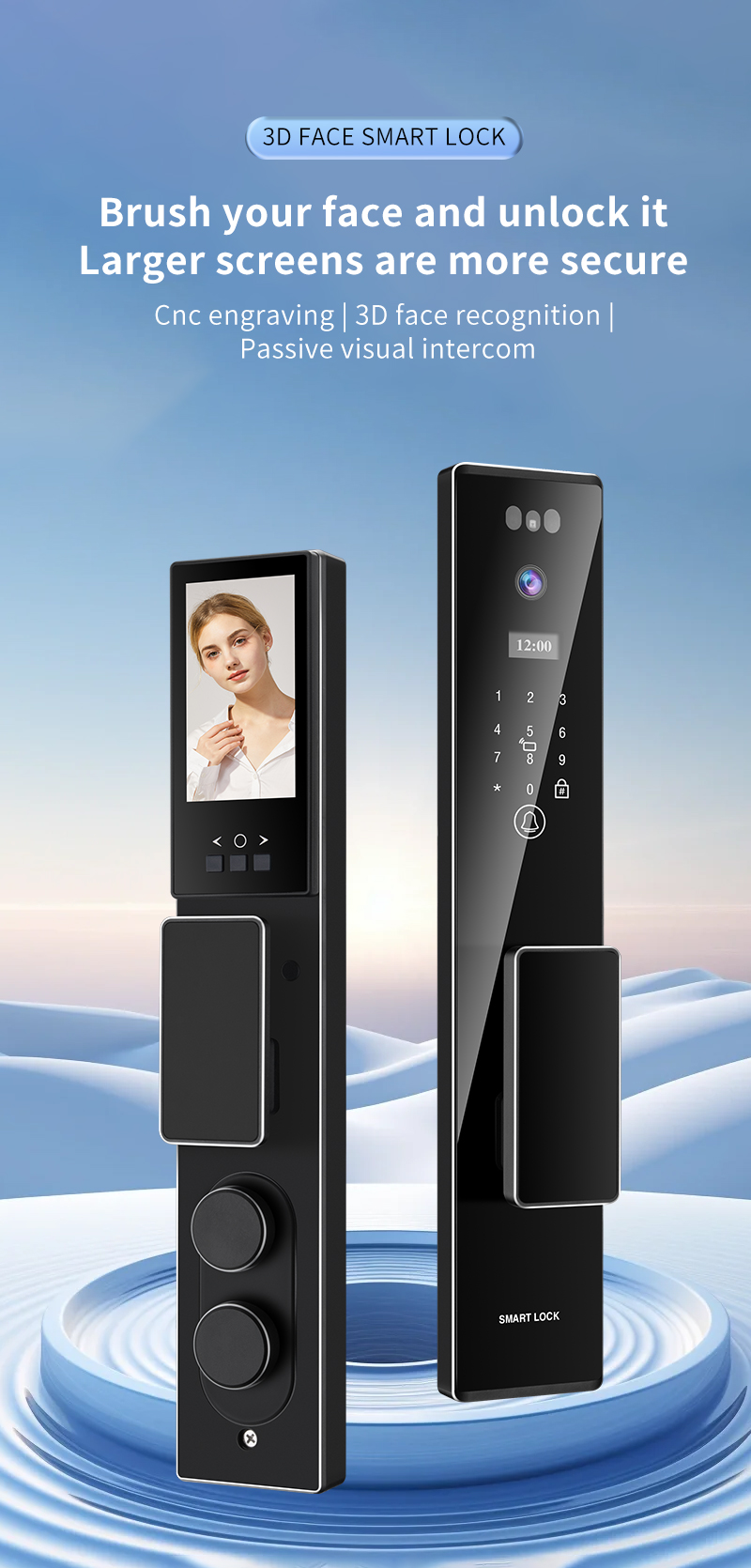 Digital 13 Languages Face Door Lock Tuya App With Video Intercom