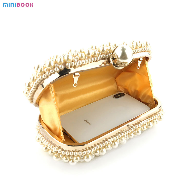 Special Crystals Beaded Pearl Clutch Evening Bags for Women's Wedding Celebrations