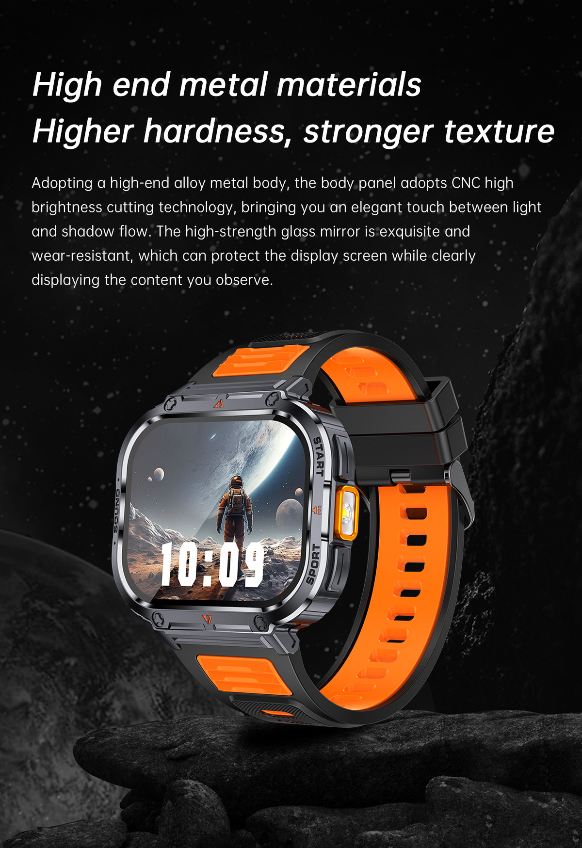 2.0" Military Rugged Outdoor Smart Watch Gps For Men Hiking 400mAh Battery