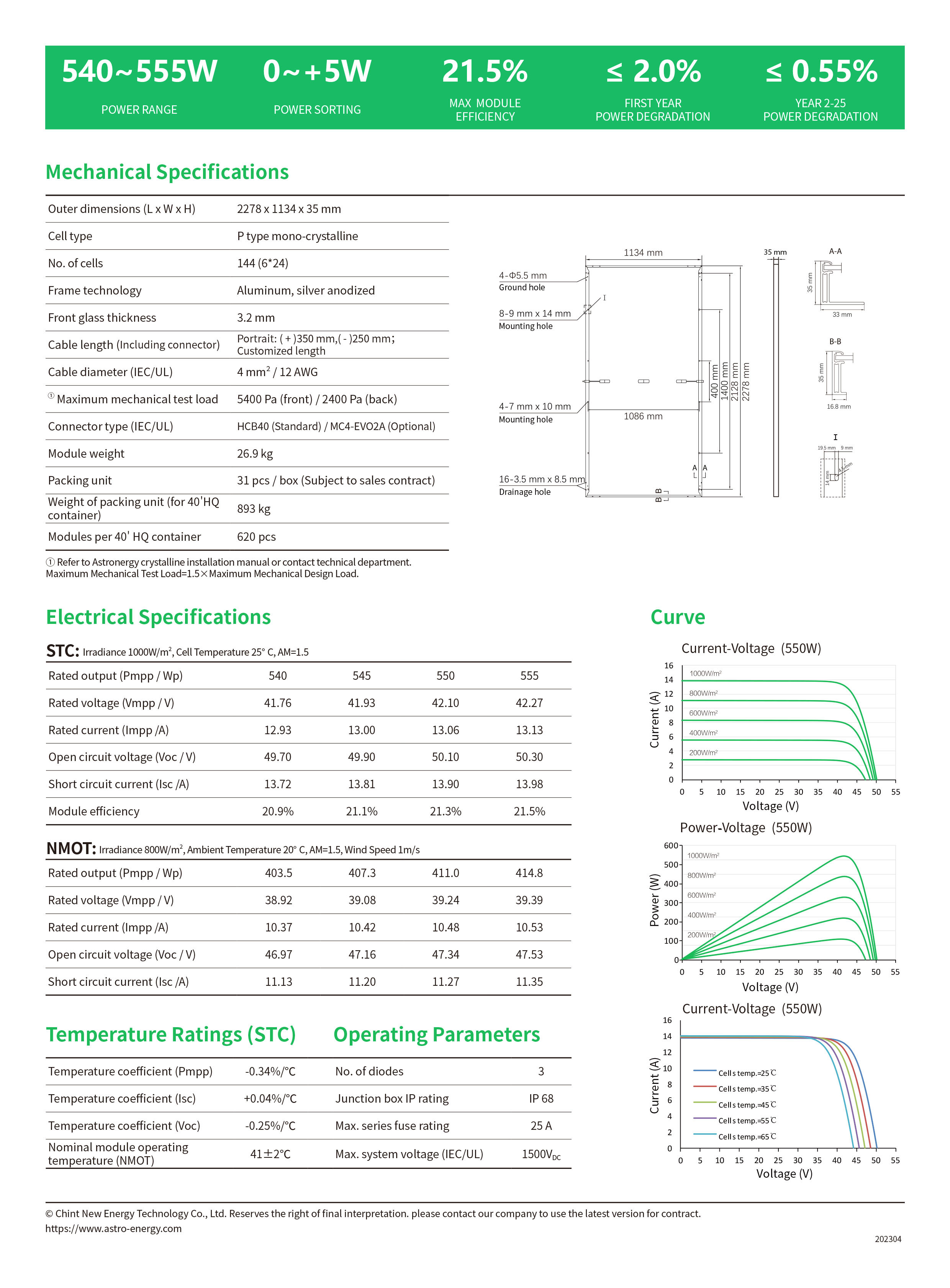Astronergy 5Semi 540w 545w 550w 555w Solar Panels Battery Photovoltaic Panels For Solar Farm System