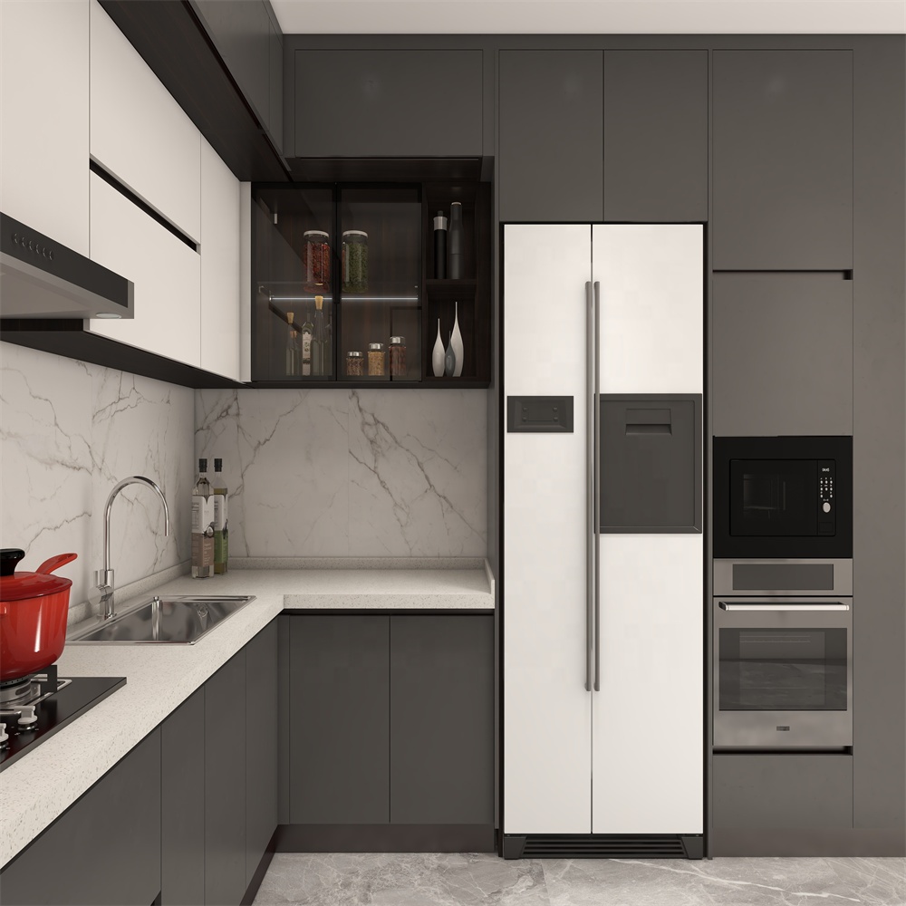 Transform Your Kitchen with Customizable Gray Wood Cabinets and MDF Doors from YALIG