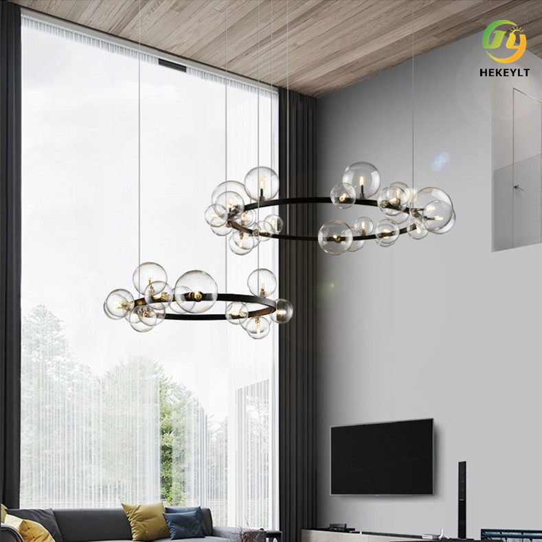 Nordic Modern Light Luxury Long Bubble Chandelier G9 For Restaurant