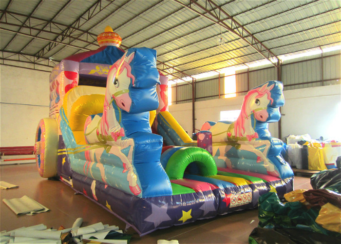 Inflatable pink The carriage princess standard slide disney pink inflatable princess castle carriage slide
