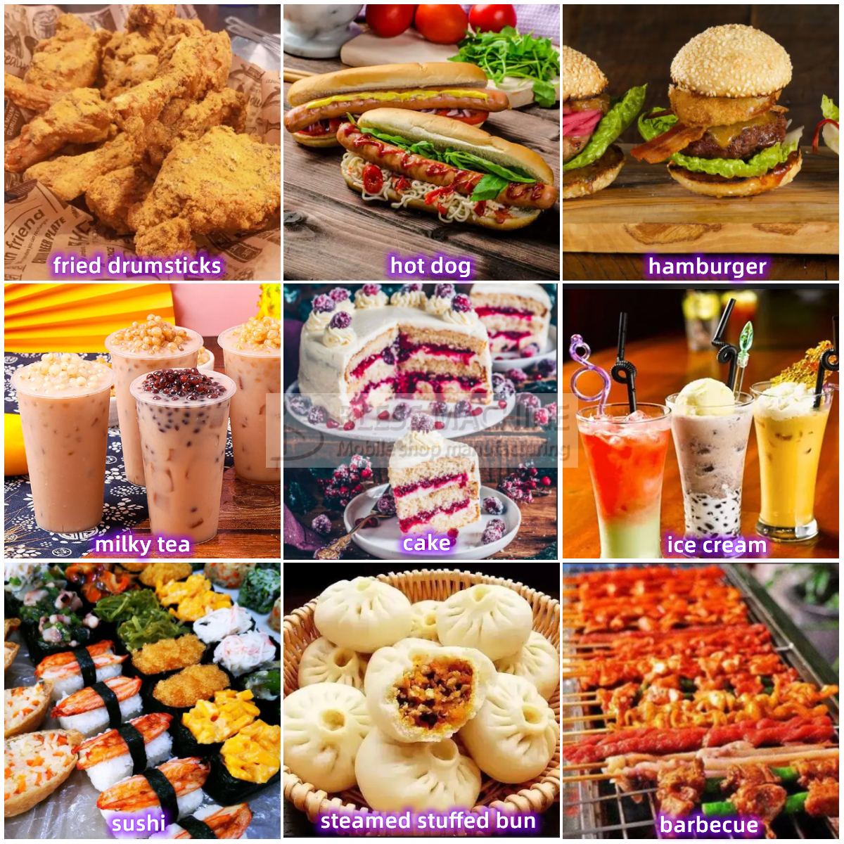 85kms per hr Machinery Function Leisure Fast Food Equipment Mobile Catering Van Trailer