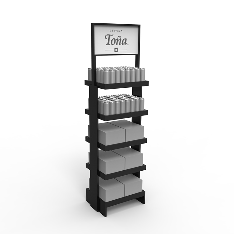 Customized Double-sided Wine Racks Wine Rack Wood Wooden Display Stand for Canned Alcoholic Beverage