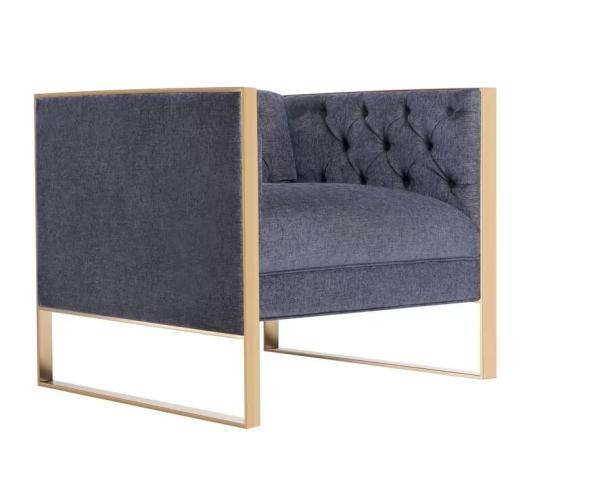 2018 Fashion luxury the good quality chair with linen fabric and metal armchair