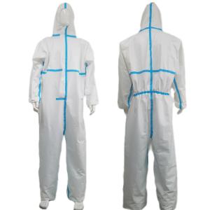  55gsm-70gsm EN14126 Type 5 6 Disposable Coveralls With Heat Seal Seam Tape Manufactures