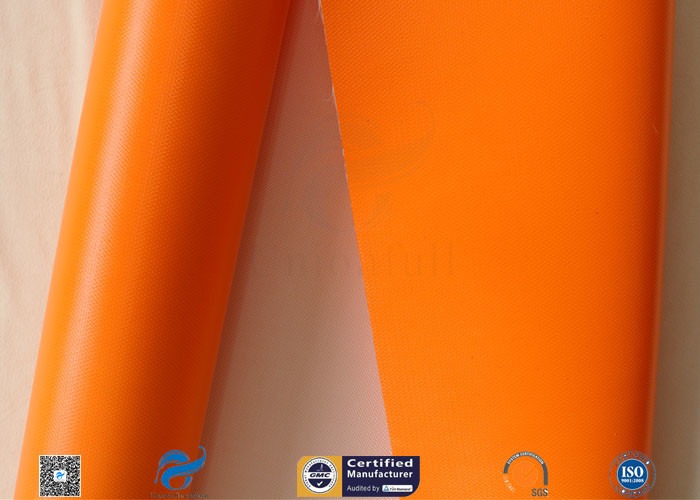 Thermal Insulation Materials 0.45mm One Side Orange Silicone Coated Fiberglass Fabric