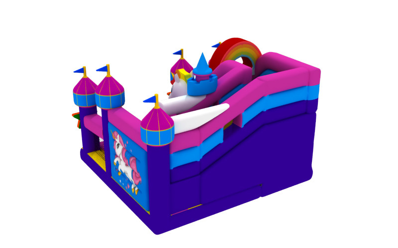 Unicorn World Kids Inflatable Bounce House With Slide Beauty Pink Princess Jumping Castle