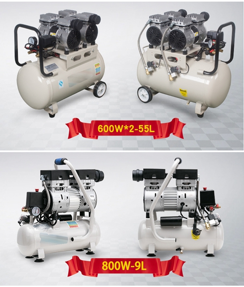 600W - 9L Mini Air Compressor Oilless High Pressure Mute Design Wood Working Home Application AC220V High Quality Sanmin
