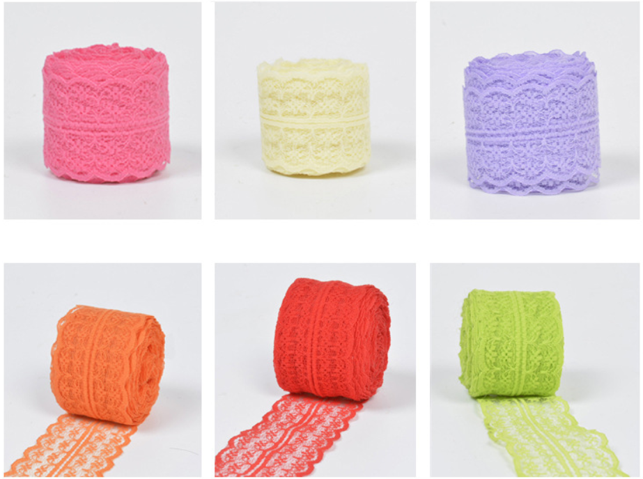 Design Colorful Lace Rice Shape Ribbon Roll for Dry Clothing Garment Decoration Accessories Ramadan Graduation School Gift Packaging