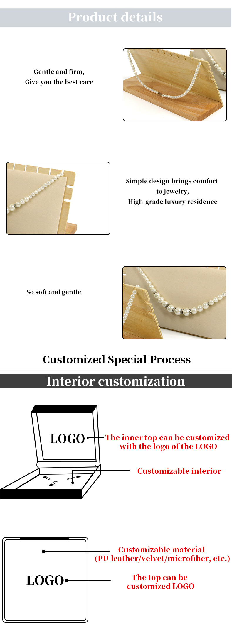 Notched Edge Multipurpose Wooden Jewelry Display Rack Stand for Pendant Earrings