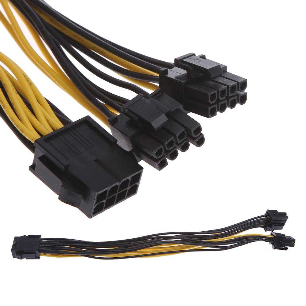 18AWG Pure copper PCIE 8 Pin female to 2x 8 Pin ( 6+2pin ) male cable GPU Power Extension Cable connector 8pin 20cm